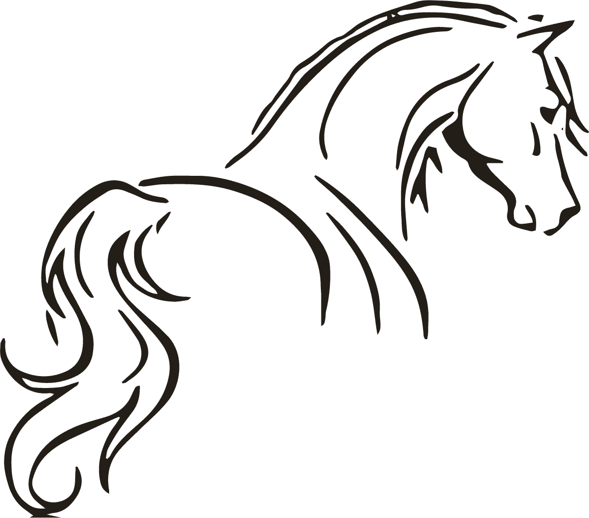 Prado Park Equestrian Center logo — a line-drawn Arabian horse